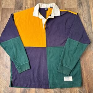 Vintage 90s Gap Rugby Shirt Polo Mens Large Colorblock Long Sleeve Collared 6839